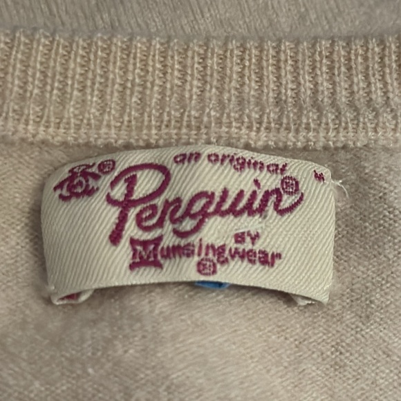Penguin by Munsing wear block color‎ tan gray buttoned down wool Sz XS sweater - Picture 4 of 6